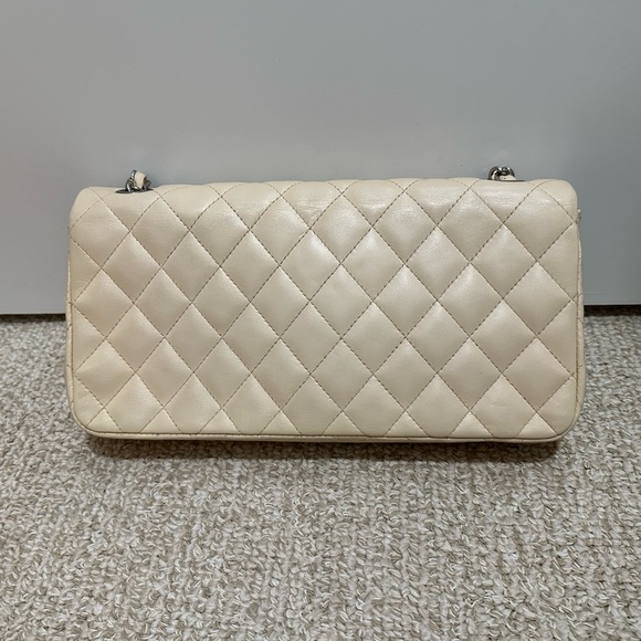 Chanel Classic Beige Caviar SHW Flap East West Shoulder Bag Leather - Picture 10 of 14